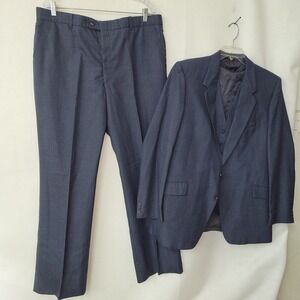 Vintage Eagle Clothes Suit Mens 42R Blue 38Wx32L 3-Piece Wedding Formal Prom